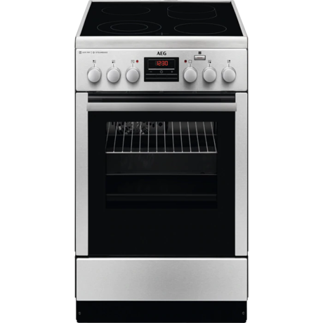 Aragaz AEG CCB56471BX, Plita vitroceramica, 4 zone de gatit, Cuptor electric cu 11 functii, SteamBake, AirFry, Grill, 58 L, 50x60 cm, Inox antiamprenta