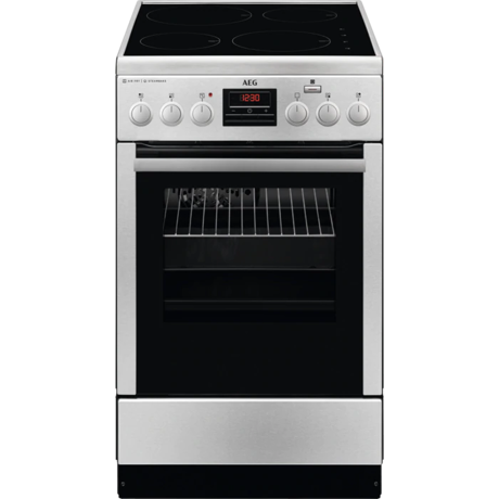 Aragaz AEG CIB56470BX, Plita inductie, 4 zone de gatit, Booster, Cuptor electric cu 11 functii, SteamBake, AirFry, Grill, 58 L, 50x60 cm, Inox antiamprenta