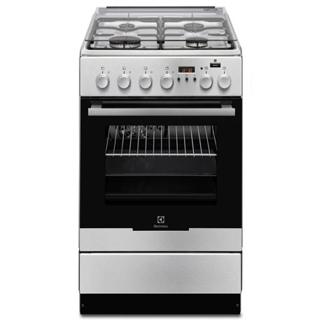 Aragaz Electrolux EKK54950OX 50x60 cm, Mixt, 4 arzatoare gaz, Cuptor electric multifunctional (11 functii) Plus Steam -gatire cu abur, Grill electric, 58 l, Inox