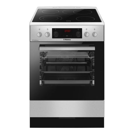 Aragaz electric Hansa FCCXS69363, Plita ceramica, 12 functii, Cuptor 65 L, Steam cleaning, Grill, 60x60 cm, Inox