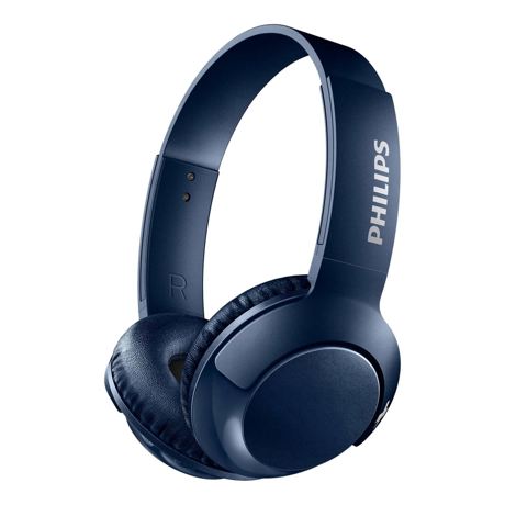 Casti on-ear PHILIPS SHB3075BL/00, wireless, Bass+, microfon, Albastru