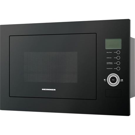 Cuptor cu microunde incorporabil Heinner HMW-25BIGBK, 25 L, 900 W, Grill, Control touch, Display LCD, Sticla Neagra