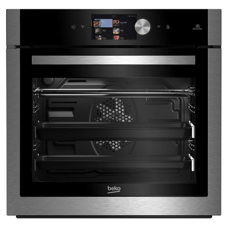 Cuptor incorporabil Beko BIM19700XMS, 70 L, 12 functii de gatire, Grill, Program Pizza, Autocuratare catalitica, Display TFT, Wi-Fi (HomeWhiz), Touch control, Negru / Decor inox