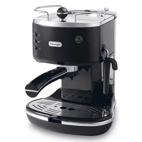 Espressor manual DeLonghi Icona ECO 311 BK, 1100W, 15 bar, Oprire automată, Sistem manual de spumare a laptelui, Negru