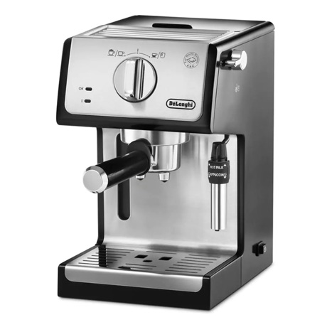 Espressor manual DeLonghi ECP35.31, 1100W, 15 bar, Oprire automată, Sistem manual de spumare a laptelui, Negru/Argintiu