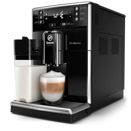 Espressor automat Philips Saeco PicoBaristo SM5460/10, 15 bari, Latte Perfetto, 10 setări măcinare, 5 setări intensitate,10 băuturi, Filtru AquaClean, Recipient lapte 0.5 L, Rezervor apa 1.8 L, Opţiune cafea măcinată, Negru