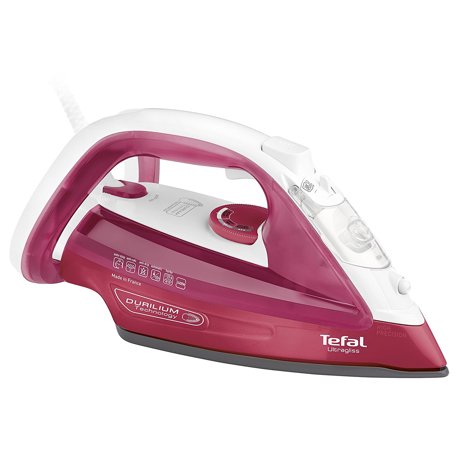 Fier de calcat Tefal Ultragliss FV4920, Durilium, 2400 W, Alb/Rosu