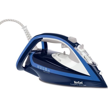 Fier de calcat Tefal Turbo Pro Anti-Calc FV5630E0, Durilium Airglide, 2600 W, Albastru/Alb