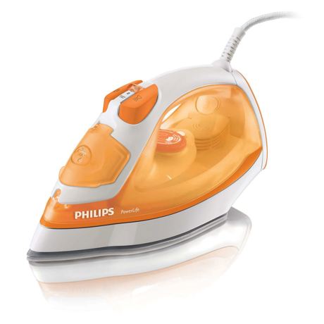 Fier de calcat Philips PowerLife GC2960/50 Talpă SteamGlide, 2400 W, 300 ml, Alb/Portocaliu