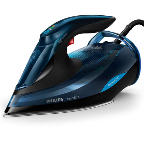 Fier de calcat Philips Azur Elite GC5034/20, Talpă SteamGlide Plus, 3000 W, 350 ml, OptimalTEMP, Negru/Albastru