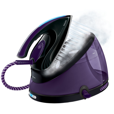 Statie de calcat Philips PerfectCare Aqua Silence GC8650/80, T-ionicGlide, 2400 W, 2.5 l, 6.2 bar, Negru/Mov