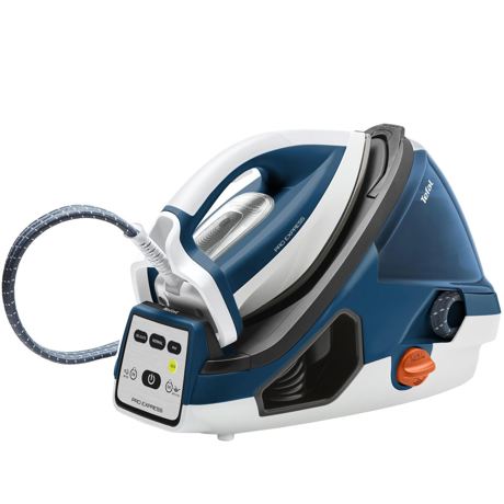 Statie de calcat Tefal Pro Express GV7850E0, 2400 W, 6.9 bar, Durilium AirGlide Autoclean, Alb/Albastru