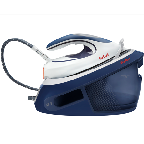 Statie de calcat Tefal Express Anti-Calc SV8053E0, 2800 W, 6.6 bar, Talpa Durilium Airglide Autoclean, 1.8 L, Oprire automată, Mod Eco, Sistem de blocare, Colector anticalcar, Alb/albastru