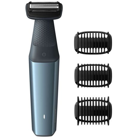 Aparat îngrijire corp Philips Bodygroom BG3015/15, Umed/uscat, Fără fir, Ni-MH, Durată funcţionare 50 min., 3 piepteni, Gri/Negru