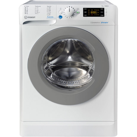 Masina de spalat rufe Indesit BWE91484XWSEUN, 9 kg, 1400 rpm, Display, 16 programe, Child Lock, Motor Inverter, Alb