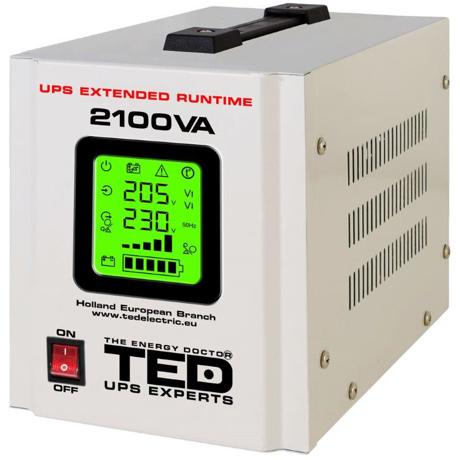 UPS pentru centrala TED Electric 2100VA / 1400W Runtime extins utilizeaza 2 acumulatori (neinclusi)