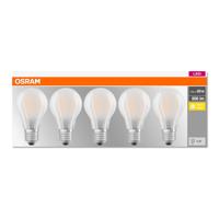 5 Becuri LED Osram Base Classic A, E27, 7W (60W), 806 lm, lumina calda (2700K), semi-transparent