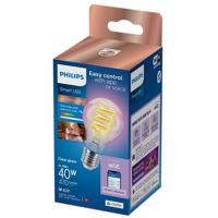 Bec LED RGB inteligent Philips Filament Bulb A60, Wi-Fi, E27, 6.3W (40W), 470 lm, lumina alba si color (2200-6500K)