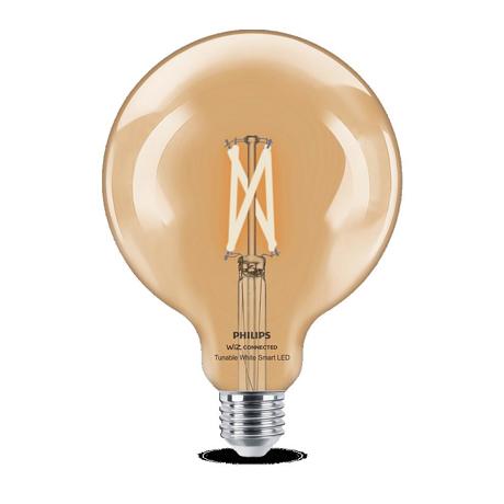 Bec LED inteligent vintage (decorativ) Philips Filament Globe Clear G125, Wi-Fi, Bluetooth, E27, 7W (60W), 806 lm, lumina alba (2700-6500K)