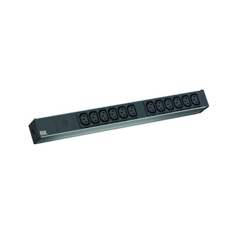 Bachmann IT PDU 12xC13 2,0m IEC C14 Stecker; IT PDU Basic 1U (230V / 50Hz); Suitable for 19 inch cabinet; Plug: C14 appliance plug; 12x C13 appliance sockets; Cable: 2,0m H05VV-F 3G 1,50 mm²; Rated voltage: 230V; Current per phase: 16A; Non-rewirable; Microfuse: 10A;