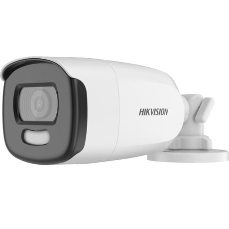 Camera supraveghere Hikvision Turbo HD DS-2CE12HFT-F28(2.8mm); 5MP, ColorVu - imagini color pe timp de noapte, senzor: 5 MP CMOS, rezolutie: 2560 (H) × 1944 (V) 5MP@20fps, iluminare: 0.0005 Lux @ (F1.0, AGC ON), 0 Lux cu lumina alba, lentila fixa: 2.8mm, distanta iluminare 40 metri cu ajutorul