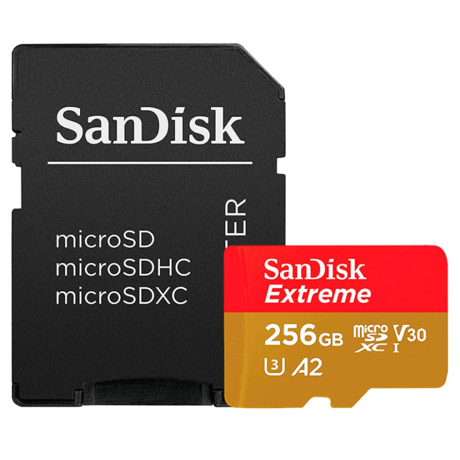 Card de Memorie Micro Secure Digital Card SanDisk Extreme PLUS, 256GB, Clasa 10, R/W speed: up to 100MB/s/ 90MB/s, include adaptor SD (pentru telefon)