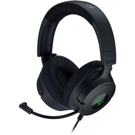 Casti gaming Razer Kraken V4 X, frecventa raspuns 20 Hz – 28 kHz, impendanta 32 Ω, driver customized Dynamic  40 mm Drivers, sensibilitate 96 dBSPL/mW at 1 kHz by HATS, frecventa microfon 100 Hz – 10 kHz, sensibilitate microfon -42 ± 3 dBV/Pa, 1 kHz, iluminare Razer Chroma™ RGB, 7.1 Surround Sound