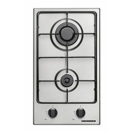 Plita incorporabila domino Heinner HBH-V302EIX, Gaz, 2 arzatoare, 30 cm, Inox