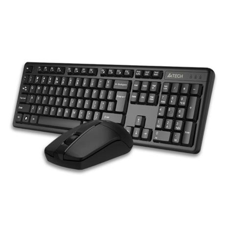 Kit TASTATURA si Mouse A4TECH, „GK-3+G3-330N", wireless, 104 taste format standard, mouse 1000dpi, 3/1 butoane, negru, „3330N”