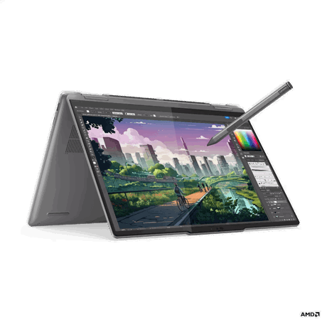 Laptop Lenovo Yoga 7 2-in-1 14AHP9, 14" WUXGA (1920x1200) OLED 400nits Glossy / Anti-fingerprint, 100% DCI-P3, 60Hz, Dolby Vision®, DisplayHDR™ True Black 500, TÜV Low Blue Light, Glass, Touch, AMD Ryzen™ 5 8640HS (6C / 12T, 3.5 / 4.9GHz, 6MB L2 / 16MB L3), video Integrated AMD Radeon™ 760M