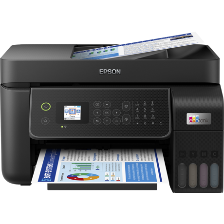 Multifunctional inkjet color Epson EcoTank CISS L5310, dimensiune A4 (Printare,Copiere, Scanare, Fax), printare borderless, viteza 33ppm alb-negru, 15ppm color, rezolutie 5760 x 1440 dpi, alimentare hartie 100 coli, ADF 30 coli ,scanner CIS, rezolutie 1200 x 2400 dpi, interfata: USB, retea, WIFI