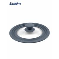 CAPAC STICLA CU MARGINE DIN SILICON AJUSTABILA PE 3 DIMENSIUNI 16/18/20 CM, GRI, COOKING BY HEINNER