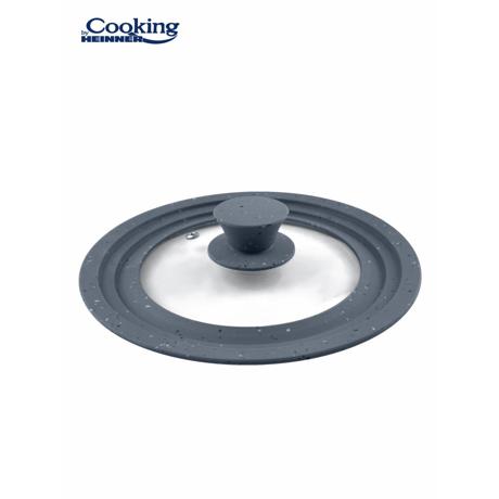 CAPAC STICLA CU MARGINE DIN SILICON AJUSTABILA PE 3 DIMENSIUNI 16/18/20 CM, GRI, COOKING BY HEINNER