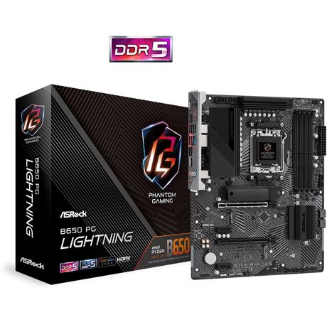 Placa de baza AsRock B650 PG Lightning AM5  Supports AMD Ryzen™ 7000 Series Processors 14+2+1 Phase Power Design, SPS 4 x DDR5 DIMMs, supports up to 6400+(OC) 1 PCIe 4.0 x16, 1 PCIe 4.0 x16, 2 PCIe 4.0 x1, 1 M.2 Key-E for WiFi Graphics Output Options: 1 HDMI 7.1 CH HD Audio (Realtek ALC897 Audio