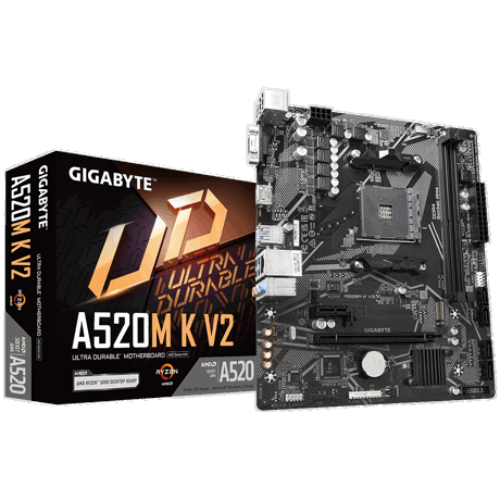 Placa de baza Gigabyte A520M K V2 AM4, 2x DDR4, 1x HDMI, 1x D-Sub, 1x PCIe x16, 1x PCIe x1, 1x M.2, 4x SATA 6Gbps, LAN 1 Gbps, mATX