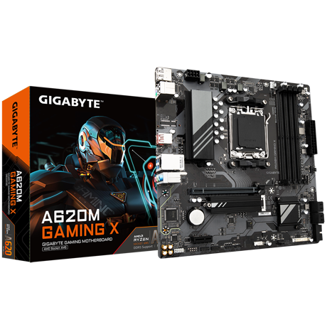 Placa de baza Gigabyte A620M GAMING X AM5, 4x DDR5, 1x DisplayPort, 1x HDMI, 1x PCIe x16, 1x PCIe x1, 1x M.2, 4x SATA 6Gbps, mATX