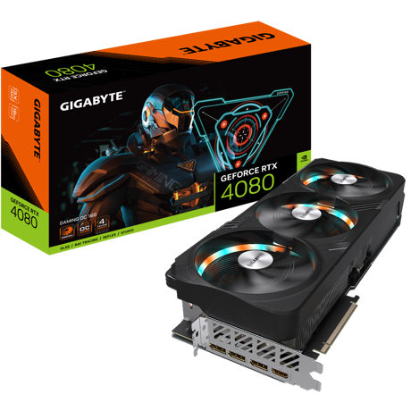 Placa video Gigabyte GeForce RTX 4080 16GB GAMING OC        Graphics Processing     GeForce RTX™ 4080     Core Clock     2535 MHz (Reference Card: 2505 MHz)     CUDA® Cores     9728     Memory Clock     22.4 Gbps     Memory Size     16 GB     Memory Type     GDDR6X     Memory Bus     256 bit