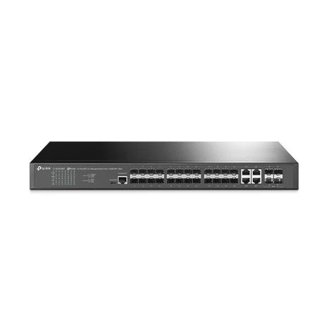 Switch TP-Link TL-SG3428XF, Jetstream, managed L2, 20 Gigabit SFP Slots, 4 Gigabit RJ45/SFP Combo Ports, 4 10GE SFP+ Slots, 1 RJ45 Console Port, 1 Micro-USB Console Port, 32Mb Flash, 256Mb Ram, Switching Capacity 128 Gbps.