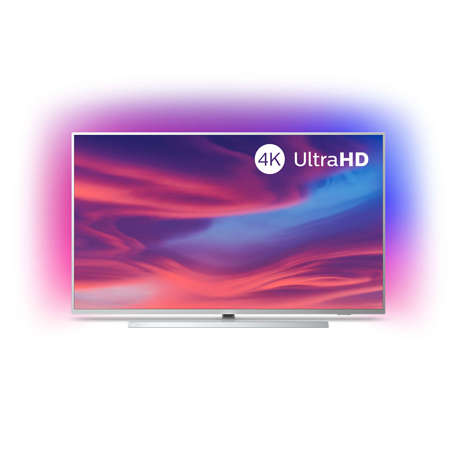 Televizor LED Philips 55PUS7304/12, 139 cm, 4K UHD, Smart TV, Dolby Atmos, Procesor Quad Core, Wi-Fi, Bluetooth, CI+, Ambilight, Argintiu deschis