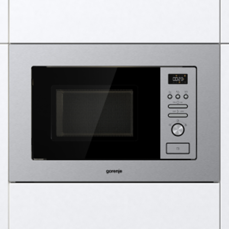 Cuptor cu microunde incorporabil Gorenje BMI201AG1X, 20 L, 800 W, Grill, Timer, 5 niveluri de putere, Touch Control, AquaClean, Inox