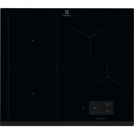 Plita incorporabila inductie Electrolux EIS67483, Seria 800 SENSE; 60 cm; Gatire asistata SenseBoil&Fry; Ecran TFT; Control touch; Booster (4 zone); Conectivitate hota; Timer electronic; Oprire automata; Detectarea vaselor; Blocare de siguranta pentru copii; Semnal acustic; Functie Punte; Functie Pauza; Negru