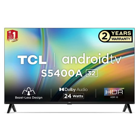 Smart TV TCL  32S5400A (Model 2023) 32" (80CM), LED HD, Brushed dark metal front, Flat, Android TV, Mirroring iOS/Android, IPQ 2.0 Engine, HDR10/Dolby Digital Plus/Dolby Audio, Refresh rate: 50/60Hz+FRC, Tuner: DVB-T2/C/S2,  speakers 2x5W, Wi-Fi/Bluetooth SBC / 5.0, 1x Jack 3.5 mm/2x USB 3.0/1x