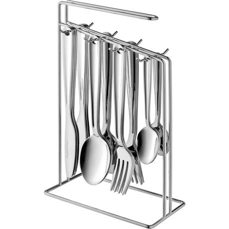 Set de tacamuri cu suport Alteo, 25 piese, Otel, Argintiu