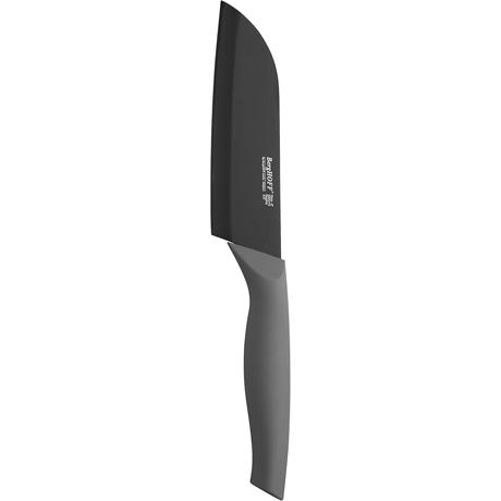 Cutit Santoku Flux, 14cm, teaca de protectie, Otel, Negru