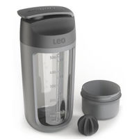 Recipient pentru shake-uri, 0.5L, compartiment pentru pudra, Tritan, Gri