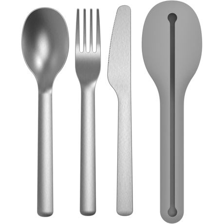 Set de tacamuri pentru calatorie, 4 piese, Silicon, Otel, Gri